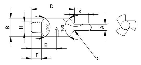 High Performance 2 Flute Ballnose Endmill schematic drawing