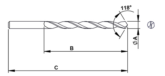 NWP6049 (2 Flute Drill LS) schematic drawing