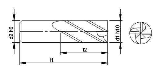 UHP 4 Flute Square Corner Endmill schematic drawing